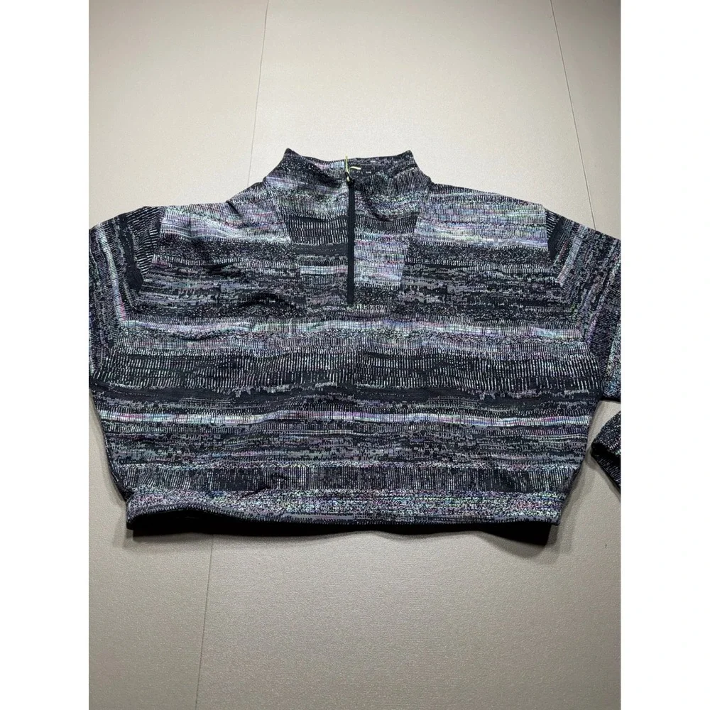Lululemon Multicolor Glitch Pattern Cropped Quarter Zip Pullover Top